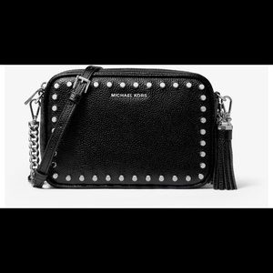 Michael Kors Ginny Leather Studded Crossbody Bag